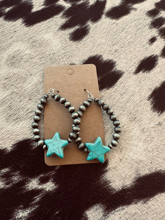 Faux Navajo & Turquoise Star Earrings