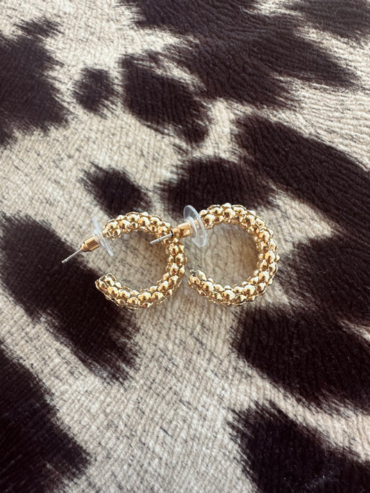 Beaded Gold Post Earrings