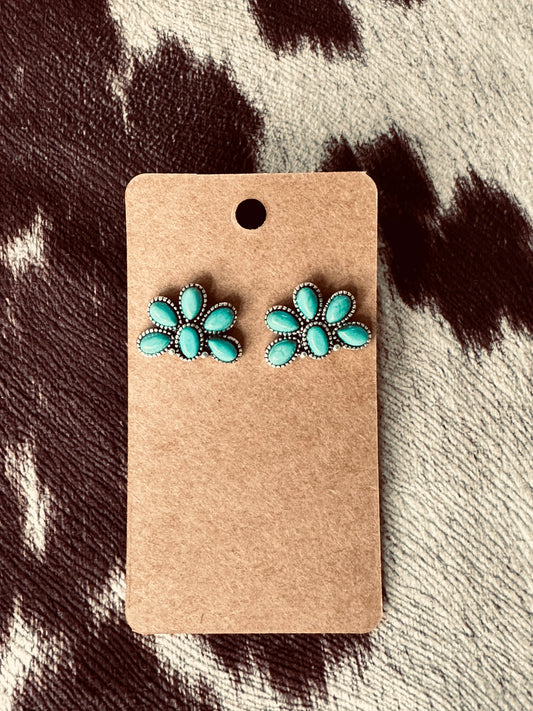 Half Flowered Turquoise Inspired Earrings