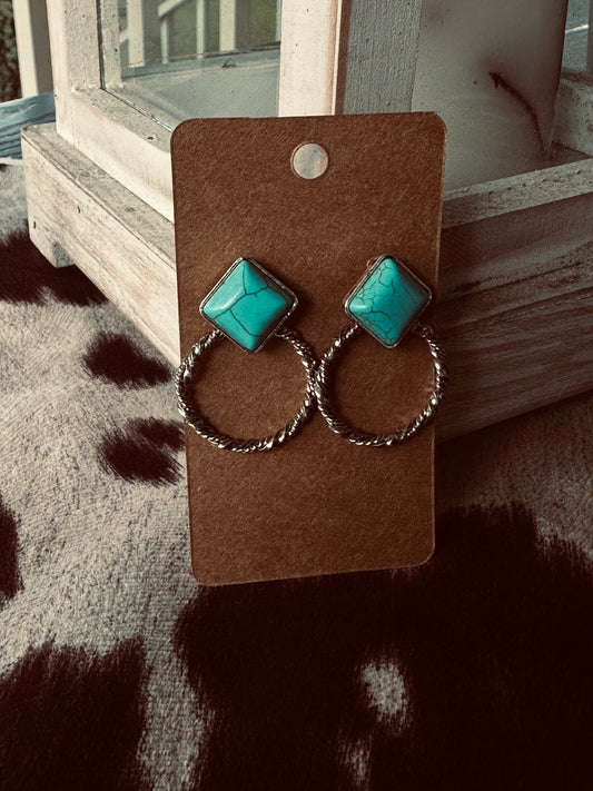 Barbed Wired Turquoise Earrings