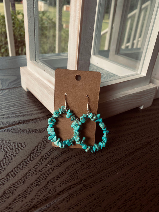 Large Turquoise Chip Earrings