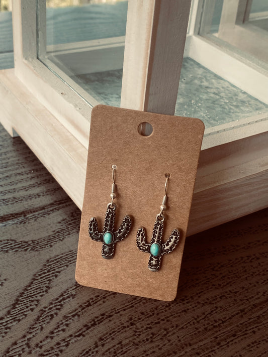 Turquoise Cactus Earring Set